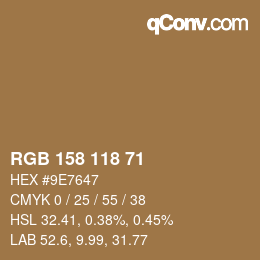 Farbcode: RGB 158 118 71 | qconv.com