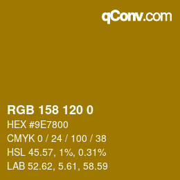 カラーコード: RGB 158 120 0 | qconv.com