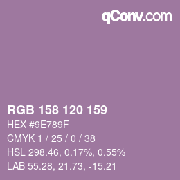 Color code: RGB 158 120 159 | qconv.com