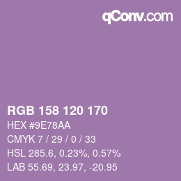カラーコード: RGB 158 120 170 | qconv.com