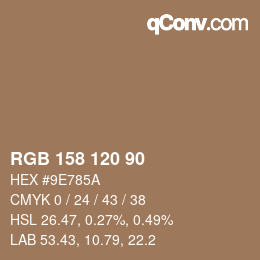 Color code: RGB 158 120 90 | qconv.com