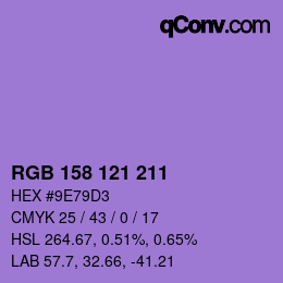 Color code: RGB 158 121 211 | qconv.com