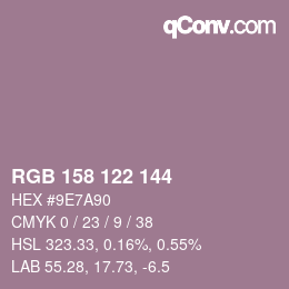 カラーコード: RGB 158 122 144 | qconv.com