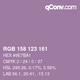 Color code: RGB 158 123 161 | qconv.com