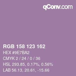 カラーコード: RGB 158 123 162 | qconv.com