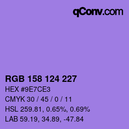 Color code: RGB 158 124 227 | qconv.com