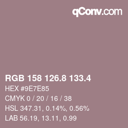 カラーコード: RGB 158 126.8 133.4 | qconv.com