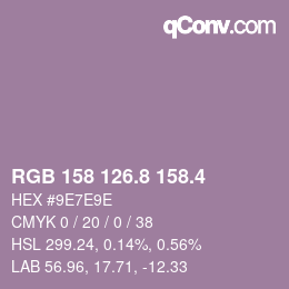 カラーコード: RGB 158 126.8 158.4 | qconv.com