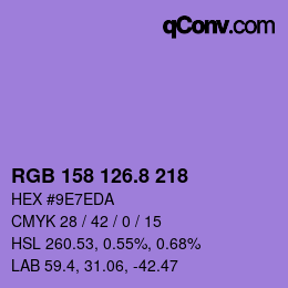 カラーコード: RGB 158 126.8 218 | qconv.com
