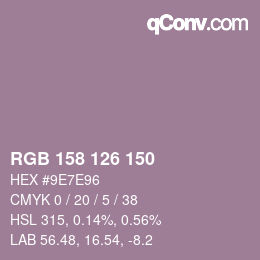 カラーコード: RGB 158 126 150 | qconv.com