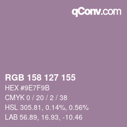 Farbcode: RGB 158 127 155 | qconv.com