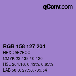 Color code: RGB 158 127 204 | qconv.com