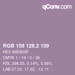 カラーコード: RGB 158 128.2 159 | qconv.com