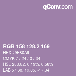 カラーコード: RGB 158 128.2 169 | qconv.com