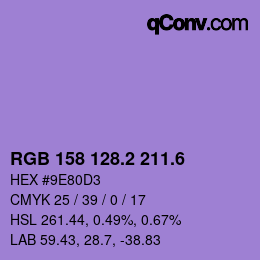 カラーコード: RGB 158 128.2 211.6 | qconv.com