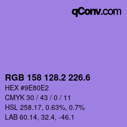 カラーコード: RGB 158 128.2 226.6 | qconv.com