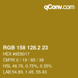 カラーコード: RGB 158 128.2 23 | qconv.com