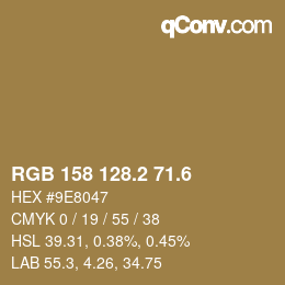 カラーコード: RGB 158 128.2 71.6 | qconv.com