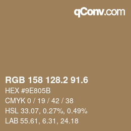 カラーコード: RGB 158 128.2 91.6 | qconv.com