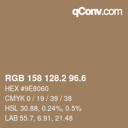 カラーコード: RGB 158 128.2 96.6 | qconv.com