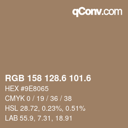 カラーコード: RGB 158 128.6 101.6 | qconv.com