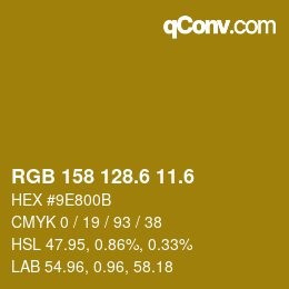 カラーコード: RGB 158 128.6 11.6 | qconv.com