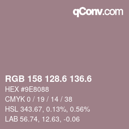 カラーコード: RGB 158 128.6 136.6 | qconv.com