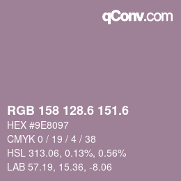 カラーコード: RGB 158 128.6 151.6 | qconv.com