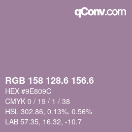 カラーコード: RGB 158 128.6 156.6 | qconv.com