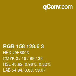 カラーコード: RGB 158 128.6 3 | qconv.com