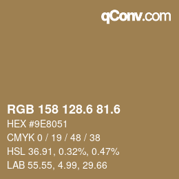 カラーコード: RGB 158 128.6 81.6 | qconv.com
