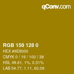 颜色代码: RGB 158 128 0 | qconv.com