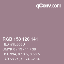 颜色代码: RGB 158 128 141 | qconv.com