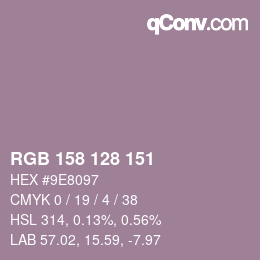Farbcode: RGB 158 128 151 | qconv.com