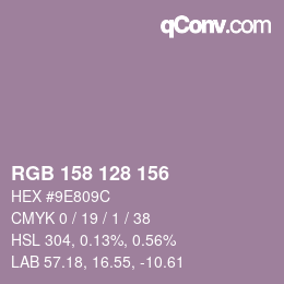 颜色代码: RGB 158 128 156 | qconv.com