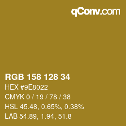 Color code: RGB 158 128 34 | qconv.com