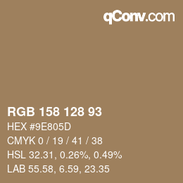 カラーコード: RGB 158 128 93 | qconv.com
