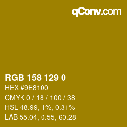 颜色代码: RGB 158 129 0 | qconv.com