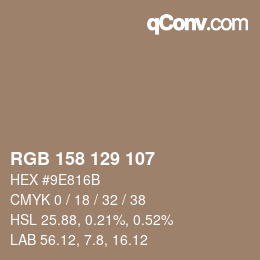 Farbcode: RGB 158 129 107 | qconv.com