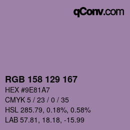 Farbcode: RGB 158 129 167 | qconv.com