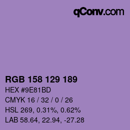 颜色代码: RGB 158 129 189 | qconv.com