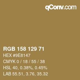Farbcode: RGB 158 129 71 | qconv.com