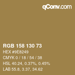 Farbcode: RGB 158 130 73 | qconv.com