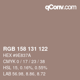 Farbcode: RGB 158 131 122 | qconv.com
