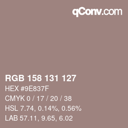 カラーコード: RGB 158 131 127 | qconv.com