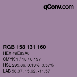 Farbcode: RGB 158 131 160 | qconv.com
