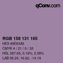 カラーコード: RGB 158 131 165 | qconv.com