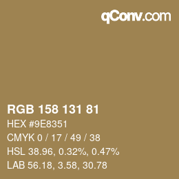 Code couleur: RGB 158 131 81 | qconv.com