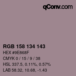 Code couleur: RGB 158 134 143 | qconv.com