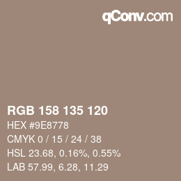 カラーコード: RGB 158 135 120 | qconv.com